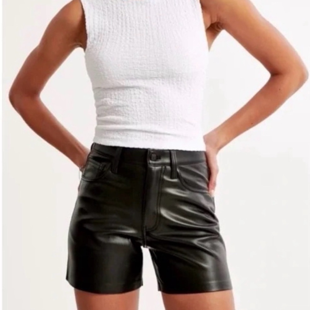 Abercrombie & Fitch Black Vegan Leather Shorts